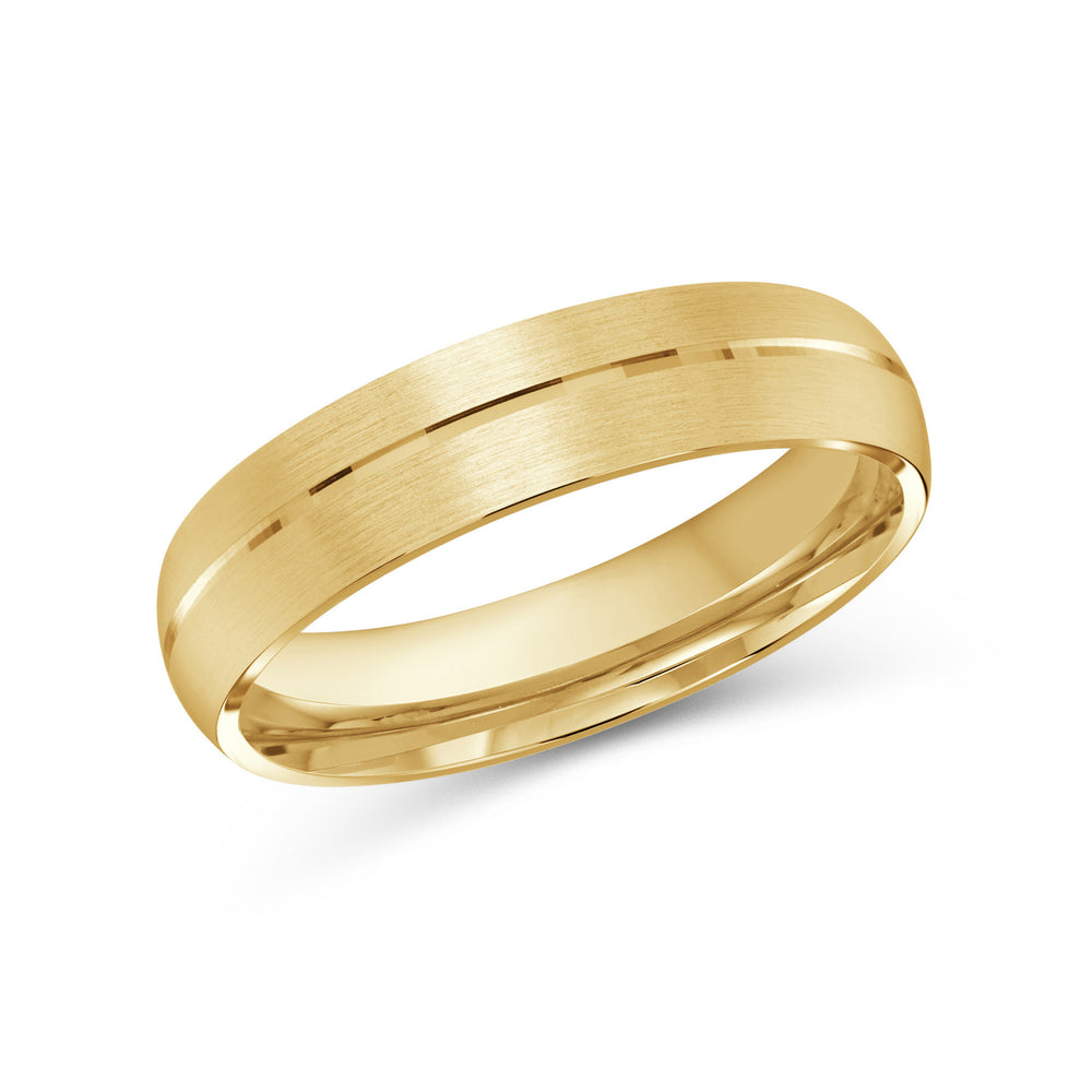 Horizon Low Dome Men's Band with 18KT Yellow Gold / 5 Cut Diamond in 14KT Yellow Gold / 5 view 1
