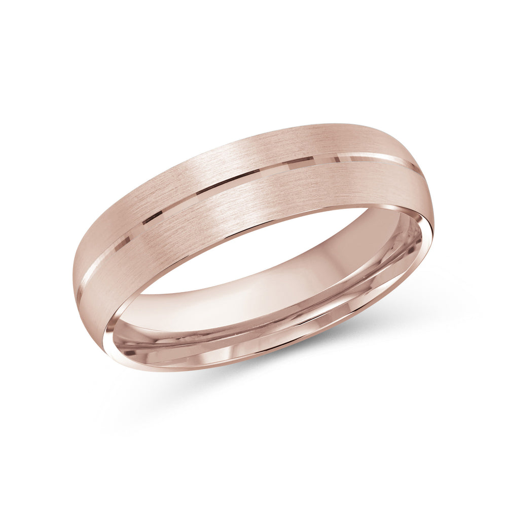 Horizon Low Dome Men's Band with 18KT Rose Gold / 6 Cut Diamond in 14KT Rose Gold / 6 view 1
