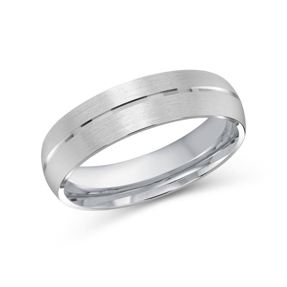 Horizon Low Dome Men's Band with Platinum / 6 Cut Diamond in 14KT Platinum / 6 view 1
