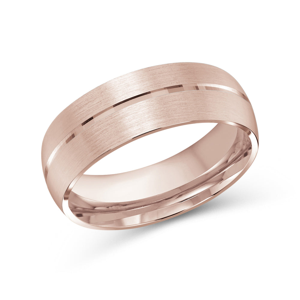Horizon Low Dome Men's Band with 18KT Rose Gold / 8 Cut Diamond in 14KT Rose Gold / 8 view 1
