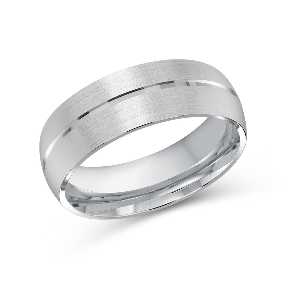 Horizon Low Dome Men's Band with Platinum / 8 Cut Diamond in 14KT Platinum / 8 view 1

