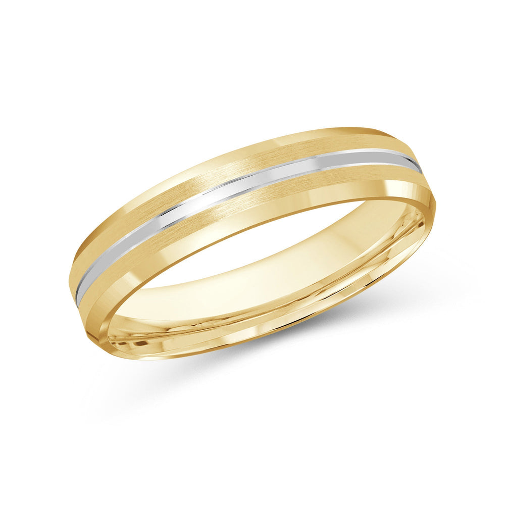 Two Tone Beveled Edge Men's Band with 18KT Yellow & White Gold / 4 Cut Diamond in 14KT Yellow & White Gold / 4 view 2
