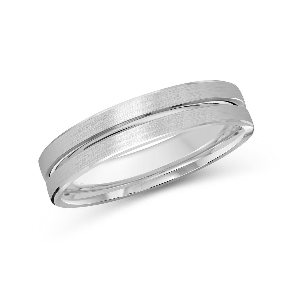 Grooved Horizon Men's Band with Platinum / 4 Cut Diamond in 14KT Platinum / 4 view 1
