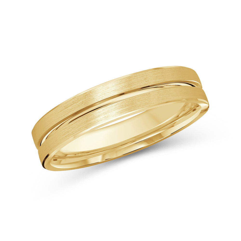 Grooved Horizon Men's Band with 18KT Yellow Gold / 4 Cut Diamond in 14KT Yellow Gold / 4 view 1
