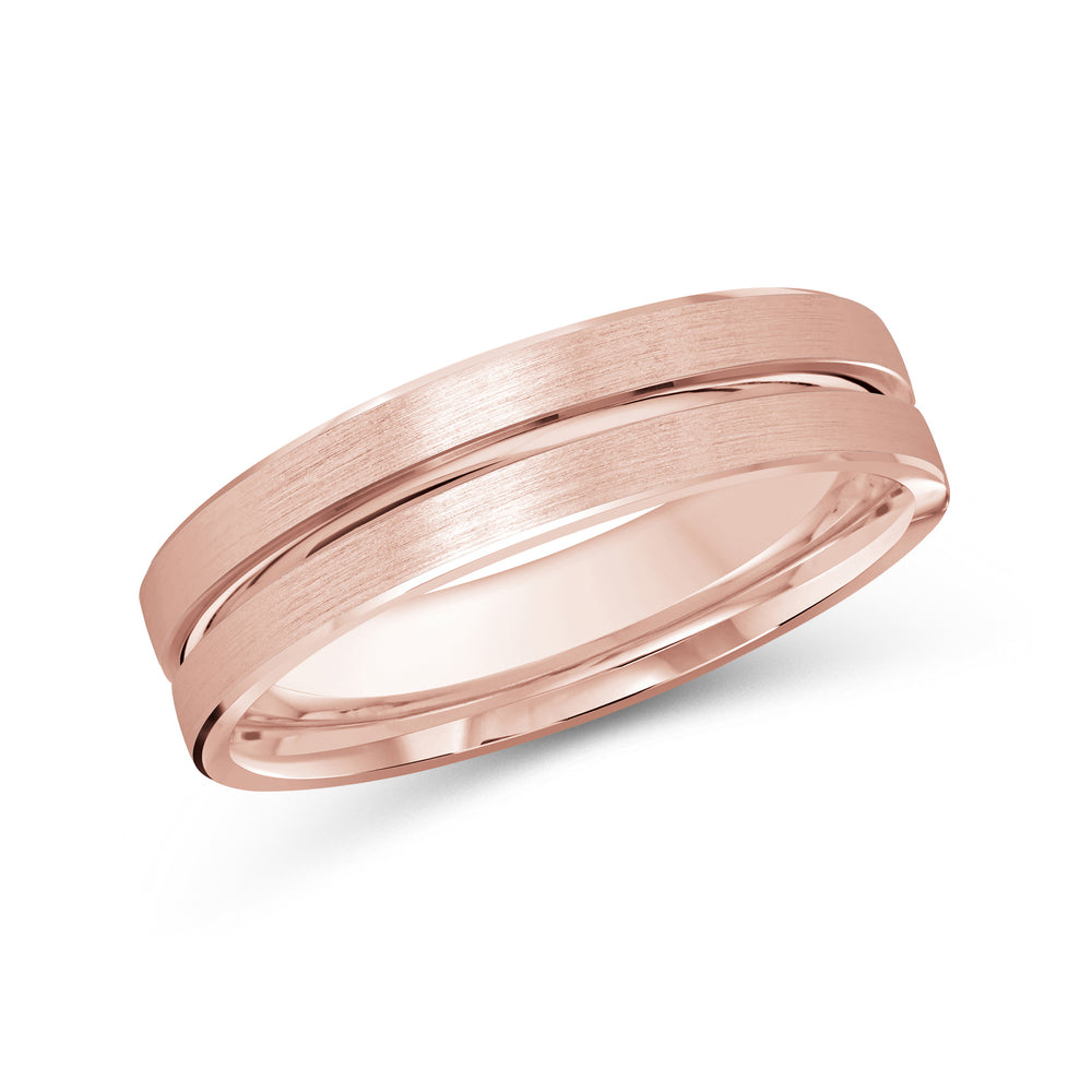 Grooved Horizon Men's Band with 18KT Rose Gold / 5 Cut Diamond in 14KT Rose Gold / 5 view 1
