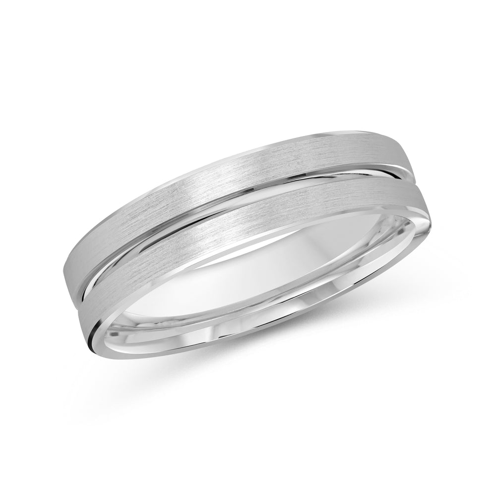 Grooved Horizon Men's Band with Platinum / 5 Cut Diamond in 14KT Platinum / 5 view 1
