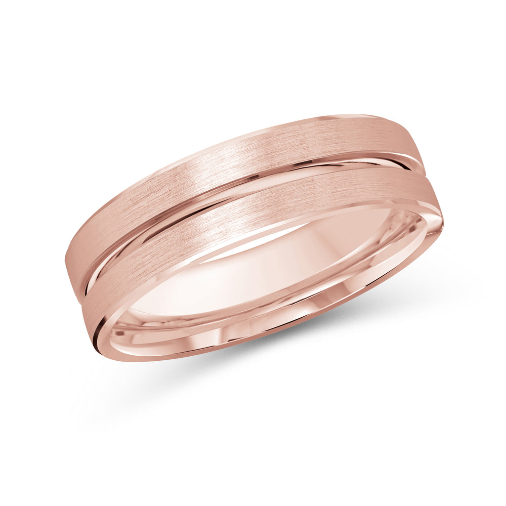 Grooved Horizon Men's Band with 18KT Rose Gold / 6 Cut Diamond in 14KT Rose Gold / 6 view 1
