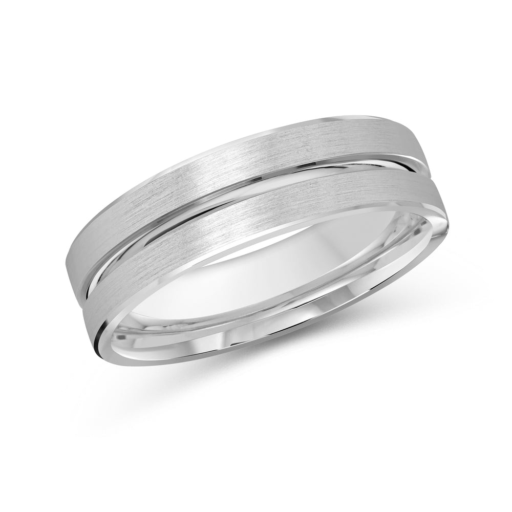 Grooved Horizon Men's Band with Platinum / 6 Cut Diamond in 14KT Platinum / 6 view 1
