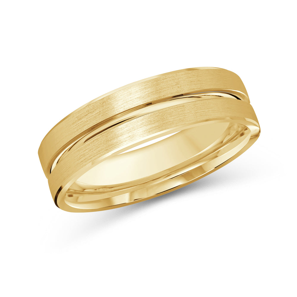 Grooved Horizon Men's Band with 18KT Yellow Gold / 6 Cut Diamond in 14KT Yellow Gold / 6 view 1
