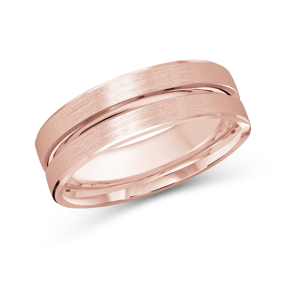 Grooved Horizon Men's Band with 18KT Rose Gold / 7 Cut Diamond in 14KT Rose Gold / 7 view 1
