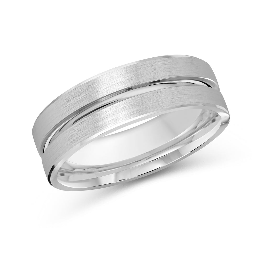 Grooved Horizon Men's Band with Platinum / 7 Cut Diamond in 14KT Platinum / 7 view 1
