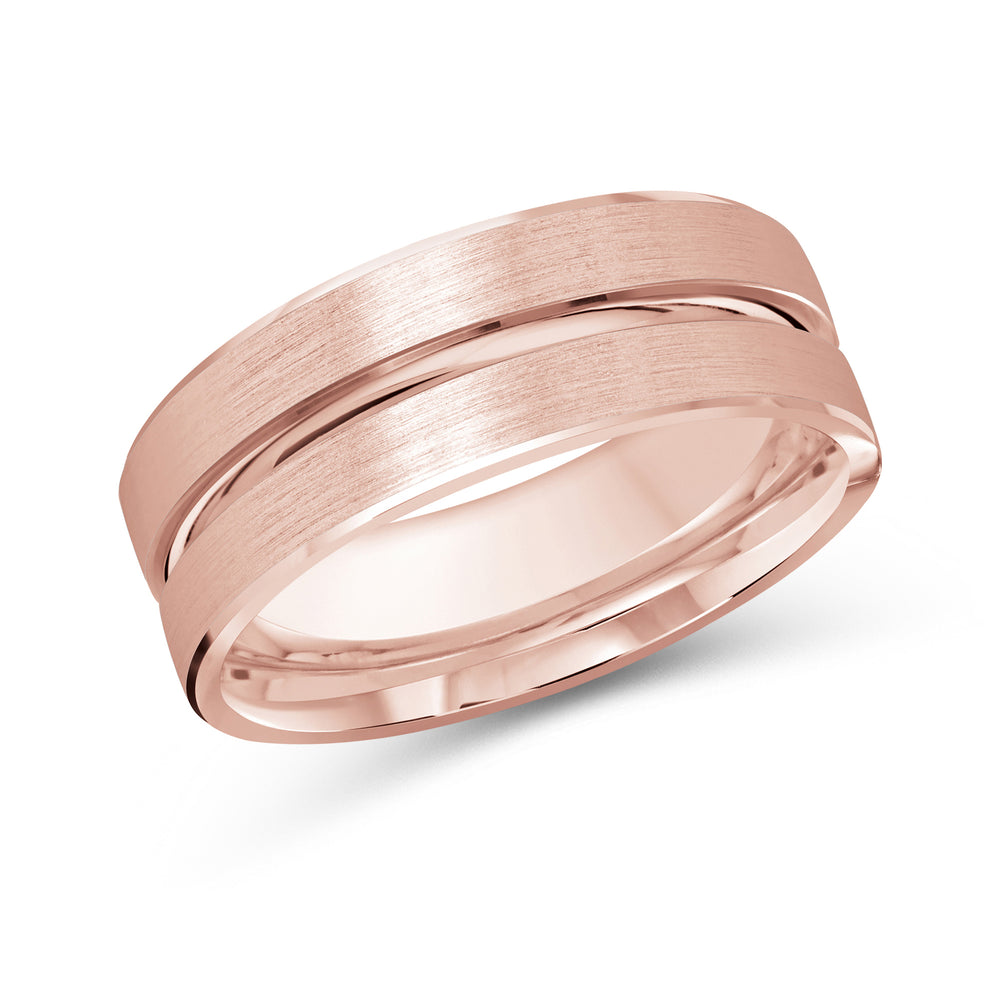 Grooved Horizon Men's Band with 18KT Rose Gold / 8 Cut Diamond in 14KT Rose Gold / 8 view 1
