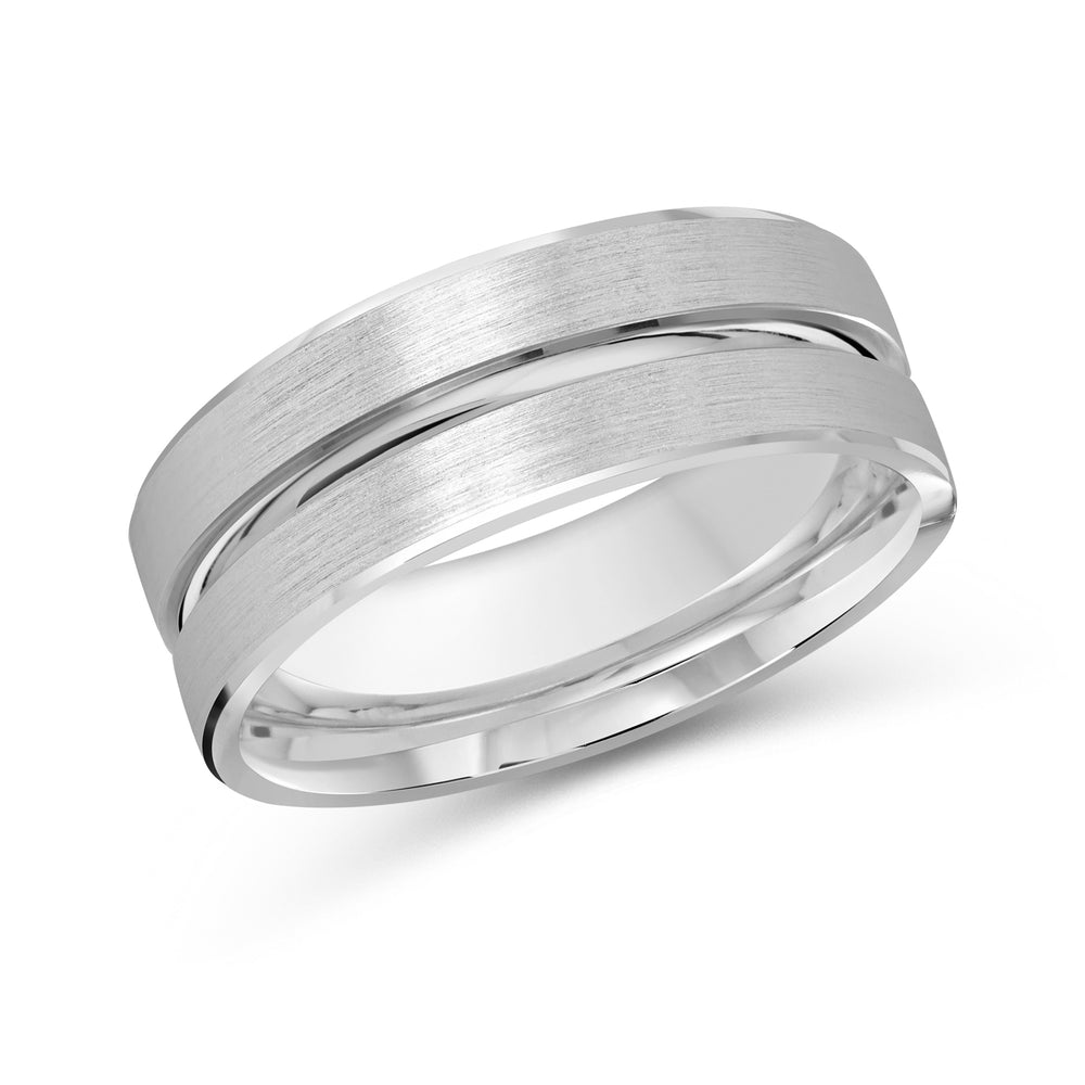 Grooved Horizon Men's Band with Platinum / 8 Cut Diamond in 14KT Platinum / 8 view 1
