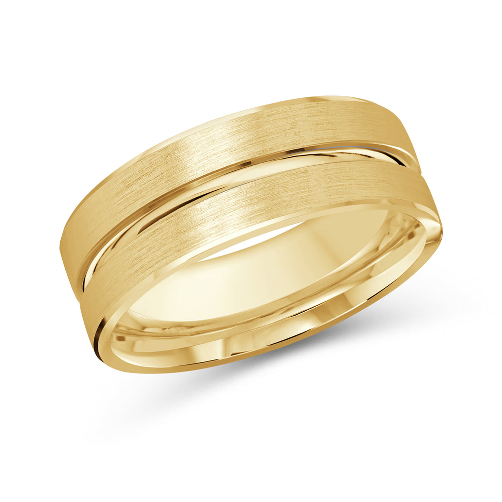 Grooved Horizon Men's Band with 18KT Yellow Gold / 8 Cut Diamond in 14KT Yellow Gold / 8 view 1

