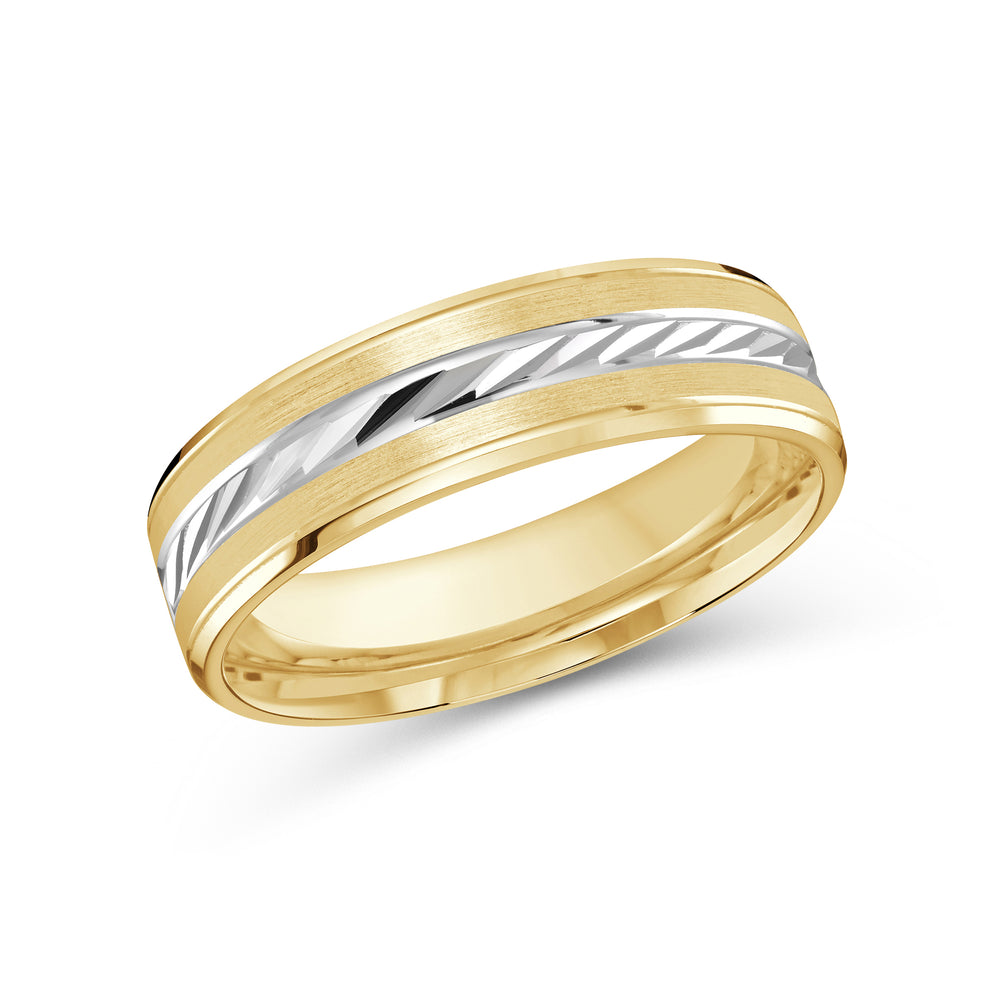 Two Tone Spiral Horizon Men's Band with 18KT Yellow & White Gold / 6 Cut Diamond in 14KT Yellow & White Gold / 6 view 2
