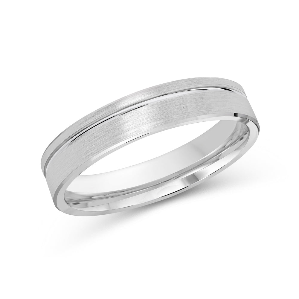Grooved Side Men's Band with Platinum / 4 Cut Diamond in 14KT Platinum / 4 view 1

