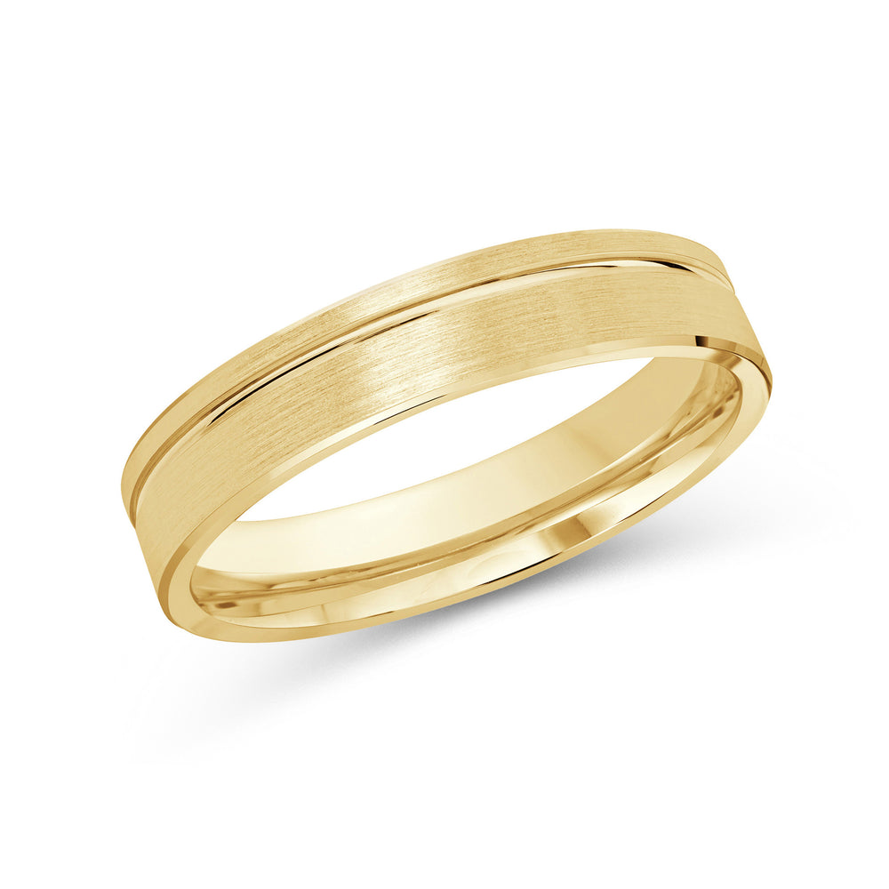 Grooved Side Men's Band with 18KT Yellow Gold / 4 Cut Diamond in 14KT Yellow Gold / 4 view 1
