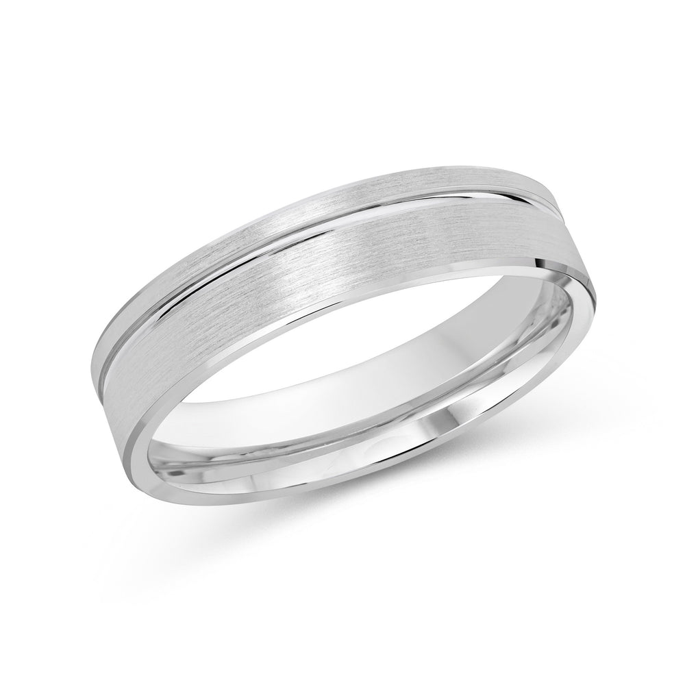 Grooved Side Men's Band with Platinum / 5 Cut Diamond in 14KT Platinum / 5 view 1
