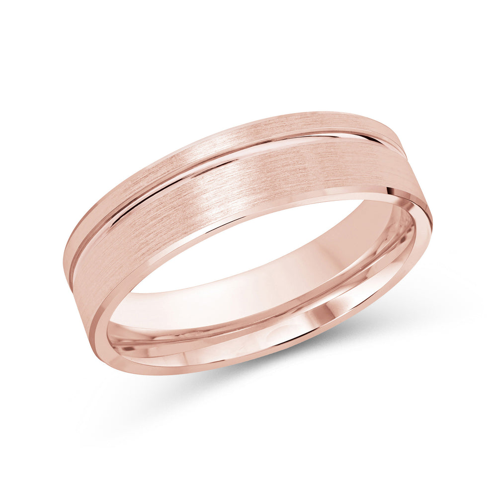 Grooved Side Men's Band with 18KT Rose Gold / 6 Cut Diamond in 14KT Rose Gold / 6 view 1
