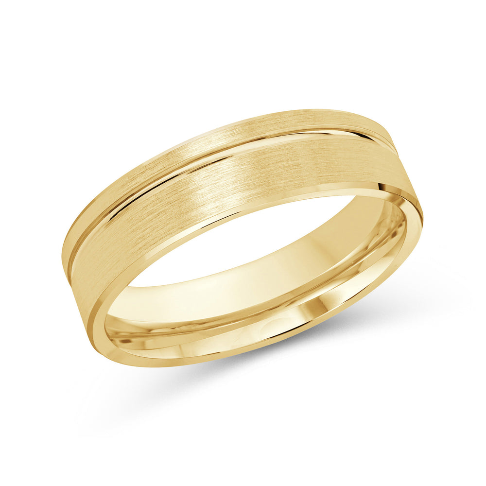 Grooved Side Men's Band with 18KT Yellow Gold / 6 Cut Diamond in 14KT Yellow Gold / 6 view 1
