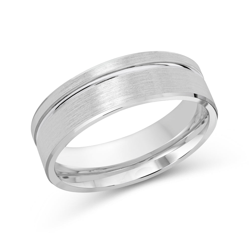 Grooved Side Men's Band with Platinum / 7 Cut Diamond in 14KT Platinum / 7 view 1
