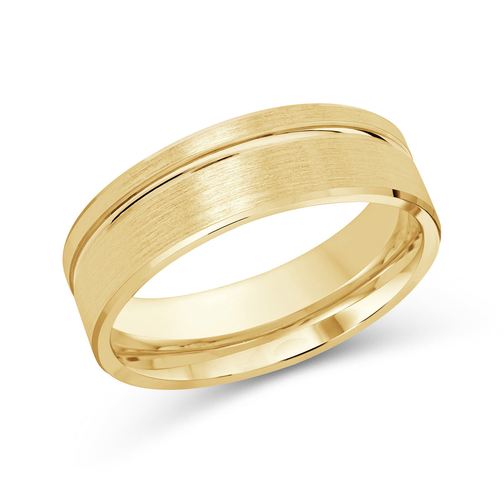 Grooved Side Men's Band with 18KT Yellow Gold / 7 Cut Diamond in 14KT Yellow Gold / 7 view 1
