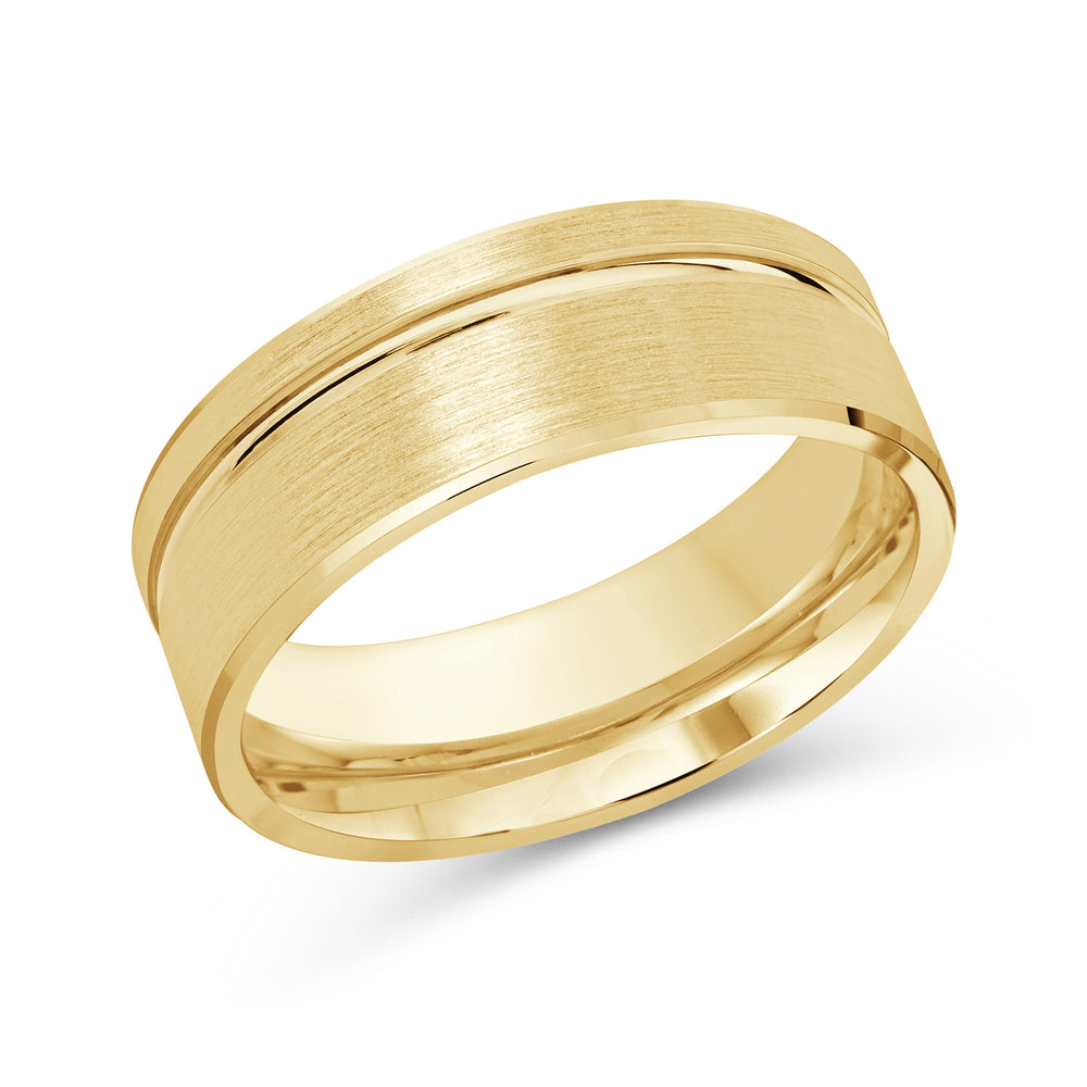 Grooved Side Men's Band with 18KT Yellow Gold / 8 Cut Diamond in 14KT Yellow Gold / 8 view 1
