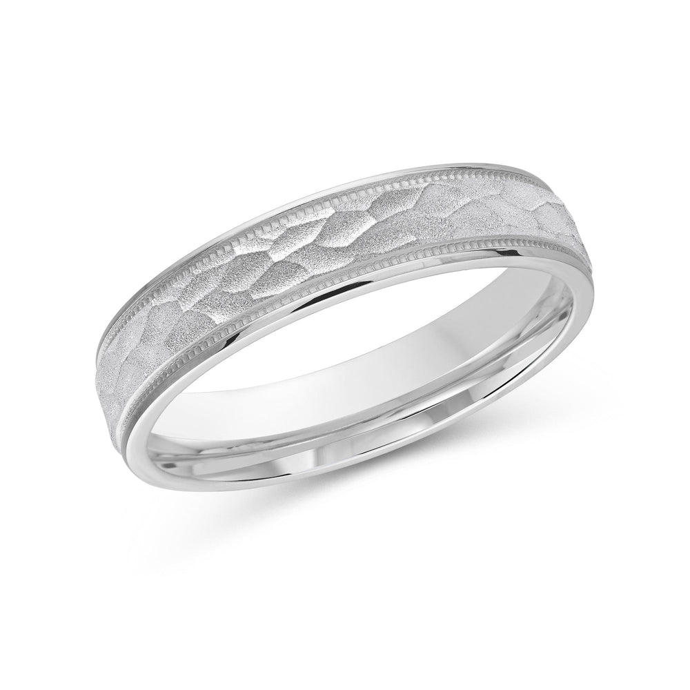 Hammered Men's Band with Platinum / 4 Cut Diamond in 14KT Platinum / 4 view 1
