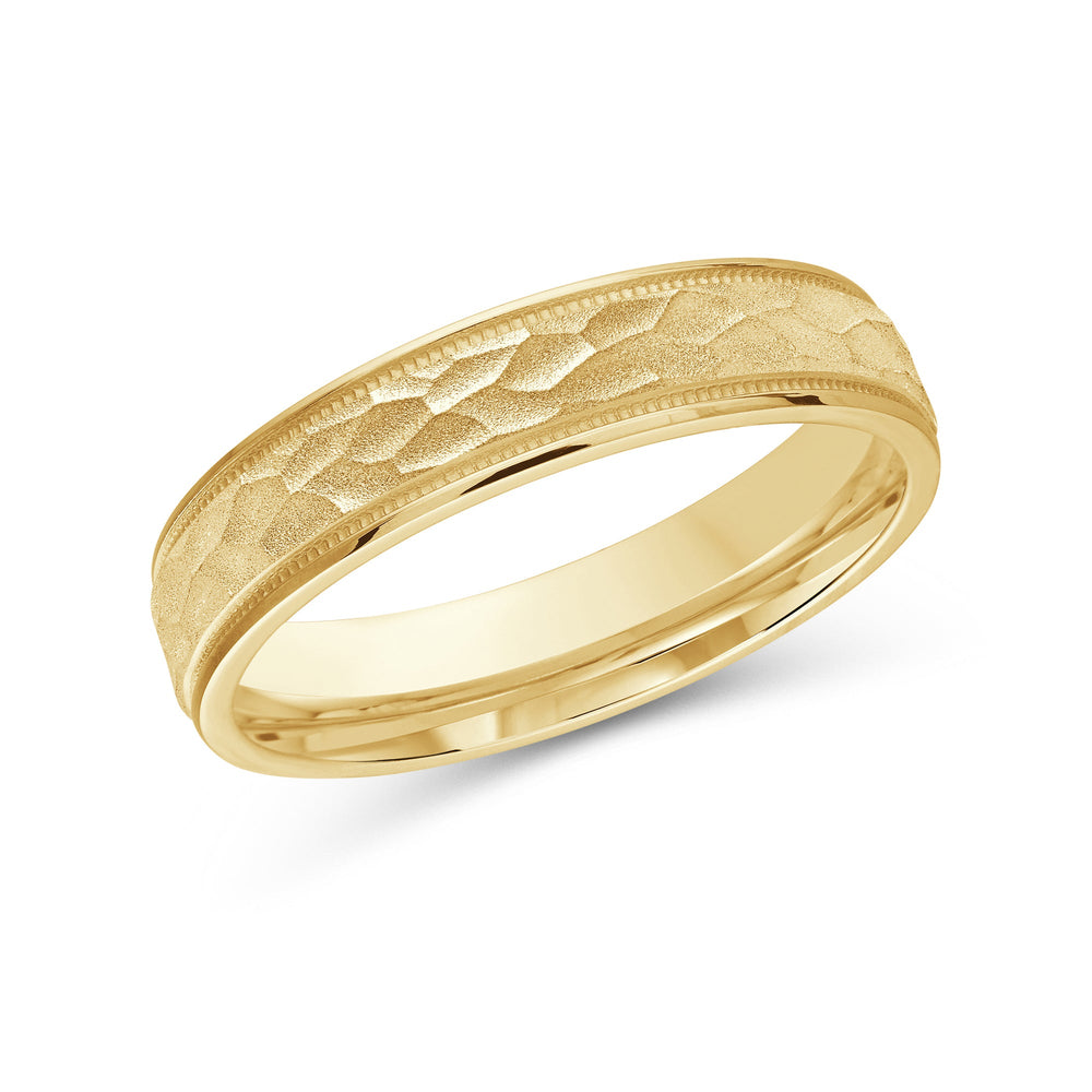Hammered Men's Band with 18KT Yellow Gold / 4 Cut Diamond in 14KT Yellow Gold / 4 view 1
