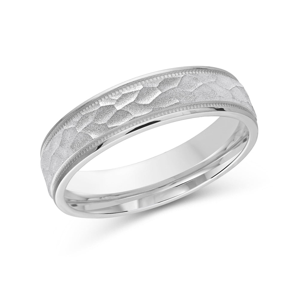 Hammered Men's Band with Platinum / 5 Cut Diamond in 14KT Platinum / 5 view 1
