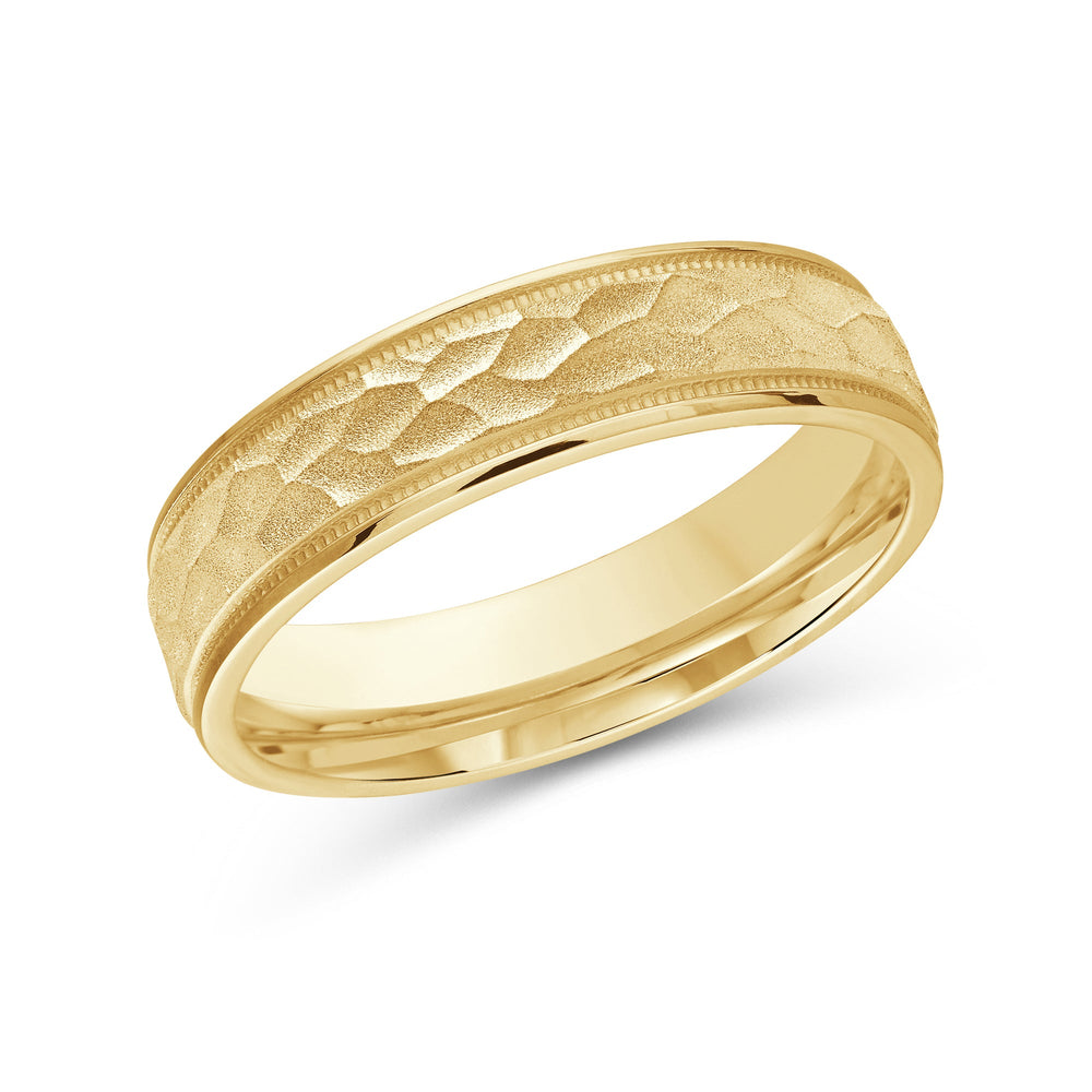 Hammered Men's Band with 18KT Yellow Gold / 5 Cut Diamond in 14KT Yellow Gold / 5 view 1
