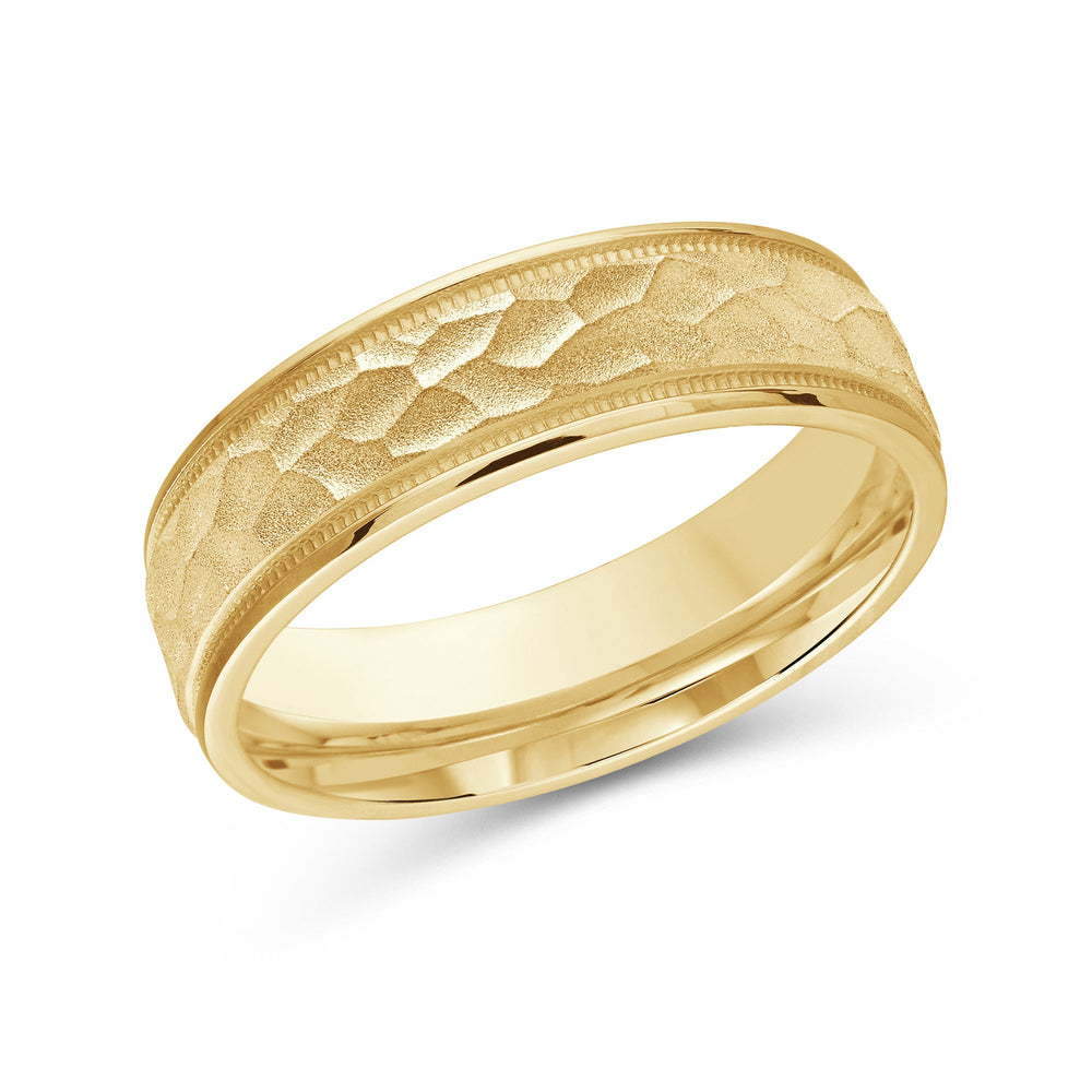 Hammered Men's Band with 18KT Yellow Gold / 6 Cut Diamond in 14KT Yellow Gold / 6 view 1
