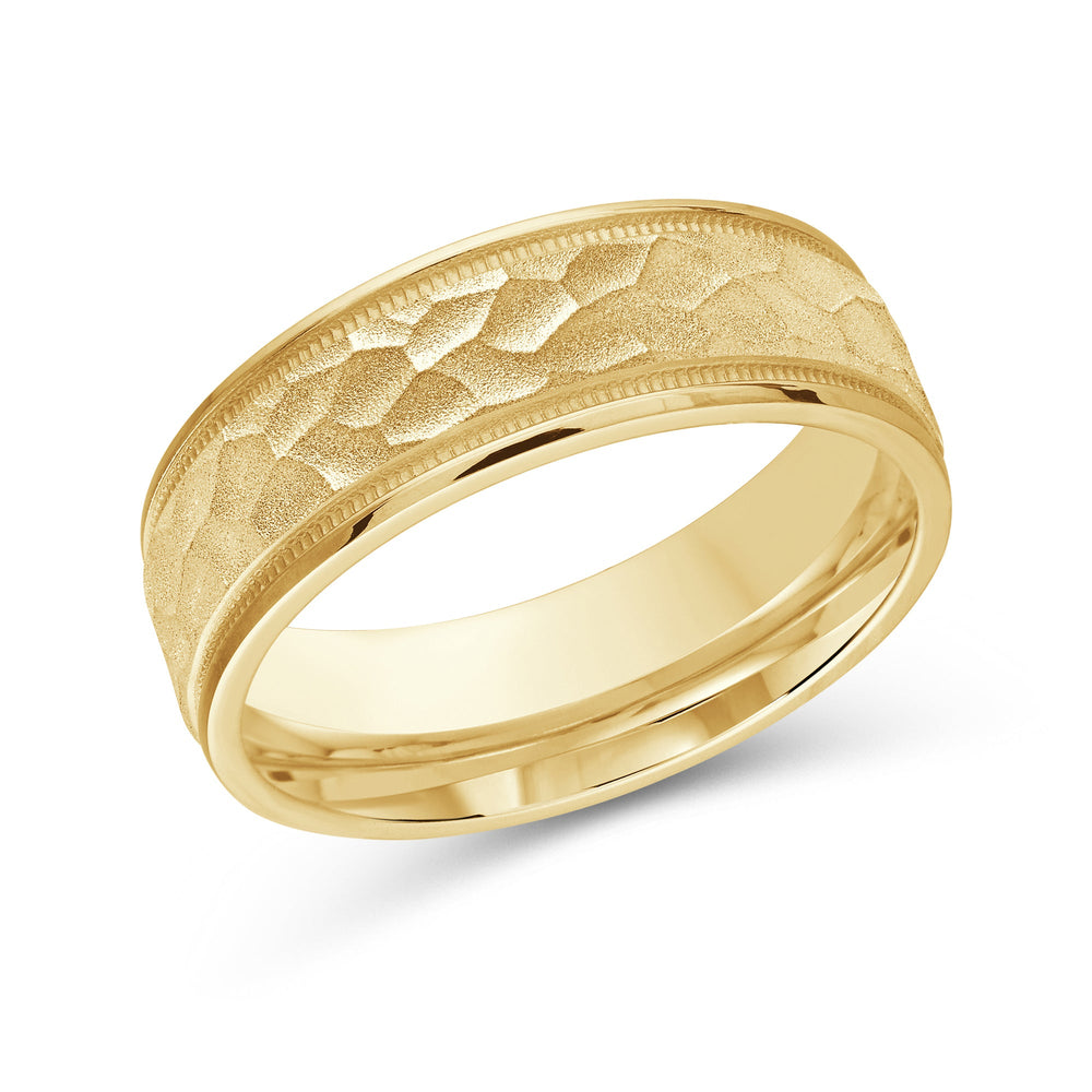 Hammered Men's Band with 18KT Yellow Gold / 7 Cut Diamond in 14KT Yellow Gold / 7 view 1
