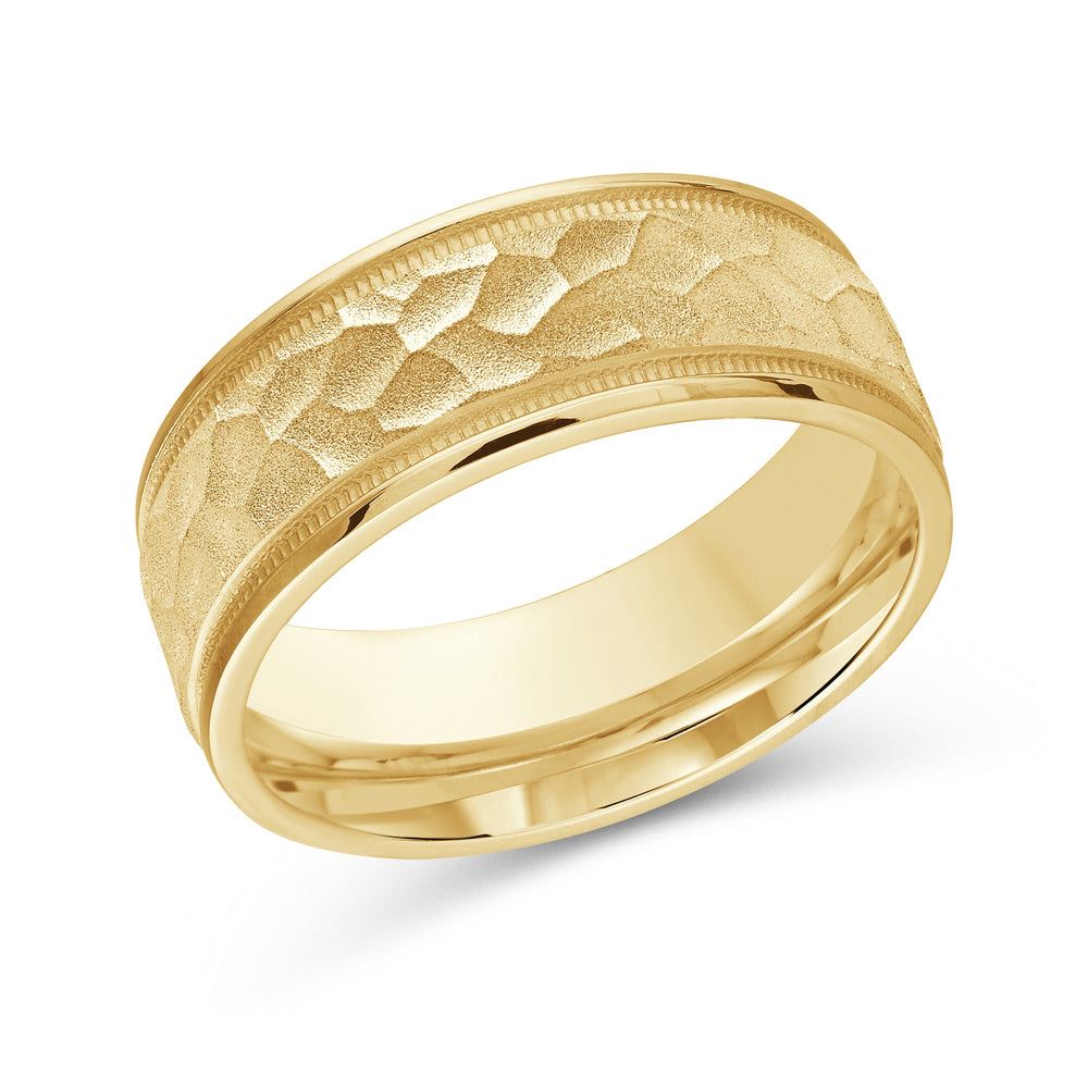 Hammered Men's Band with 18KT Yellow Gold / 8 Cut Diamond in 14KT Yellow Gold / 8 view 1
