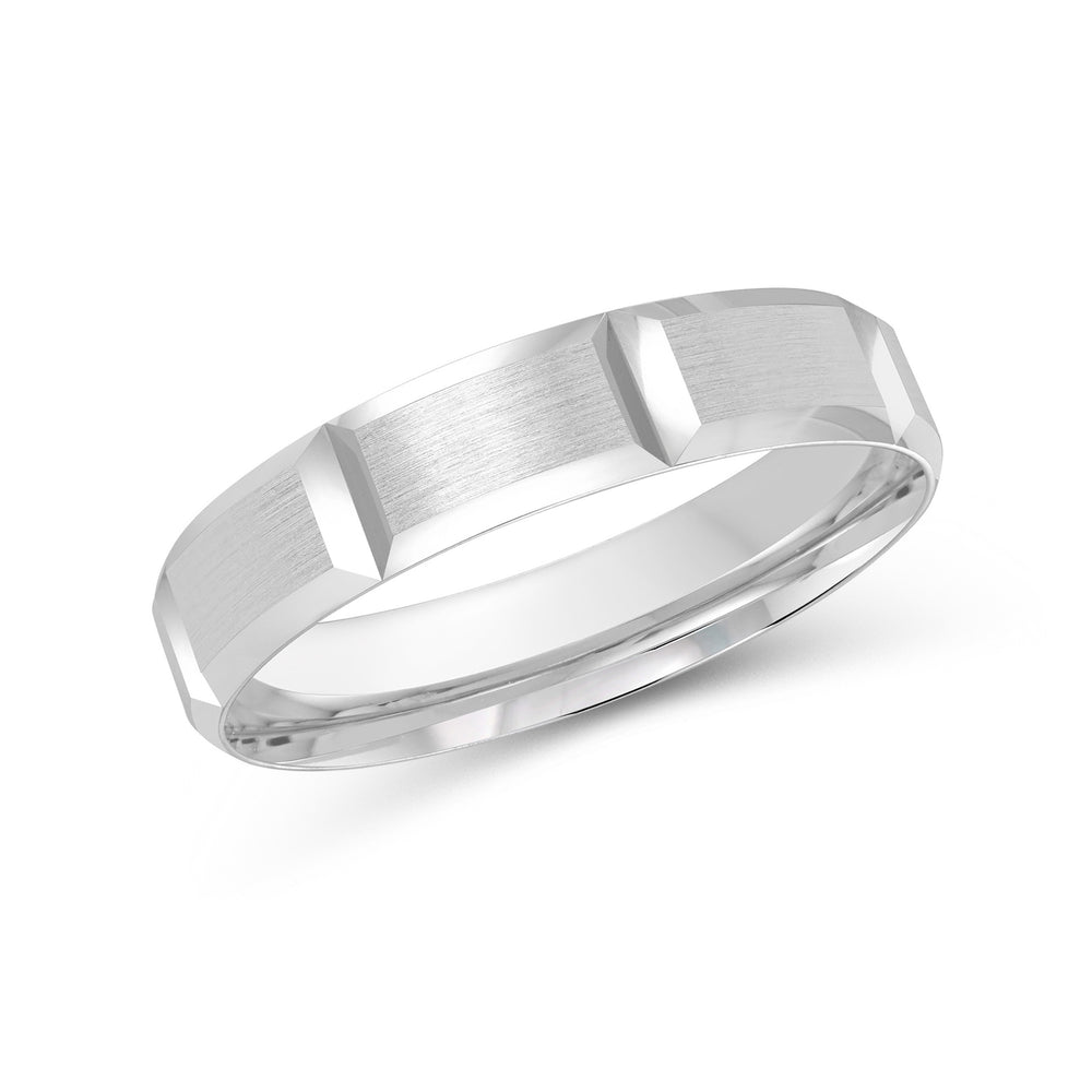 Block Pattern Satin Finish Men's Comfort Fit Band with Platinum / 4 Cut Diamond in 14KT Platinum / 4 view 1
