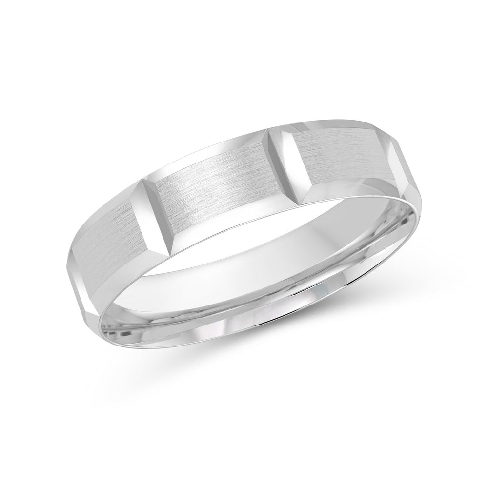 Block Pattern Satin Finish Men's Comfort Fit Band with Platinum / 5 Cut Diamond in 14KT Platinum / 5 view 1
