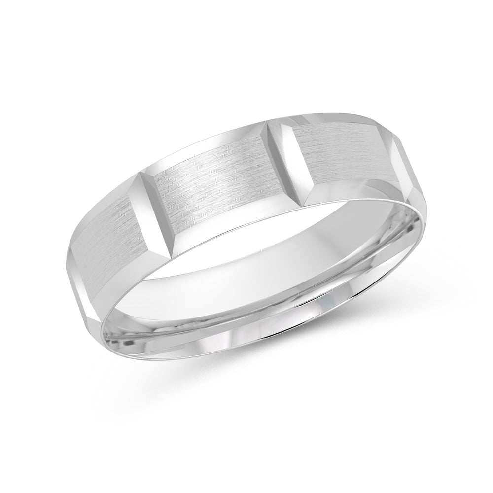 Block Pattern Satin Finish Men's Comfort Fit Band with Platinum / 6 Cut Diamond in 14KT Platinum / 6 view 1
