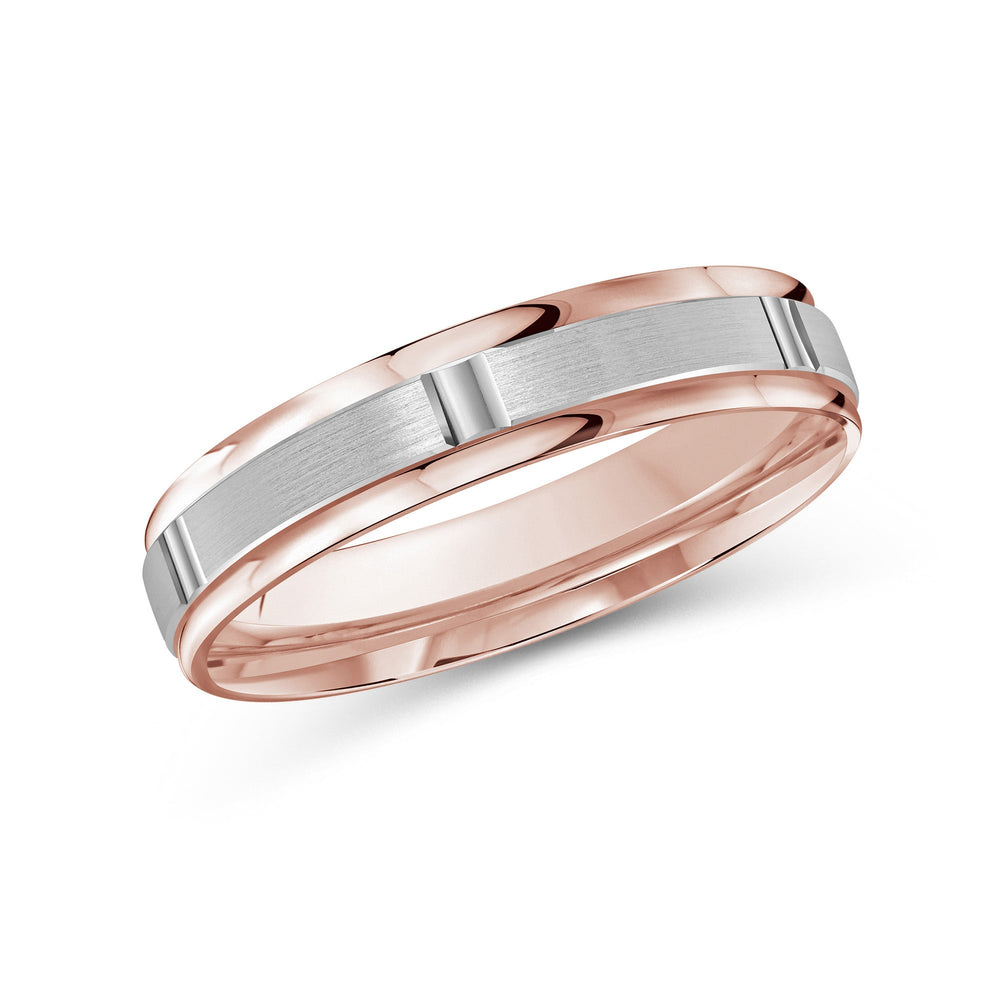 Two Tone Horizon Channel Men's Band with 18KT Rose & White Gold / 4 Cut Diamond in 14KT Rose & White Gold / 4 view 1
