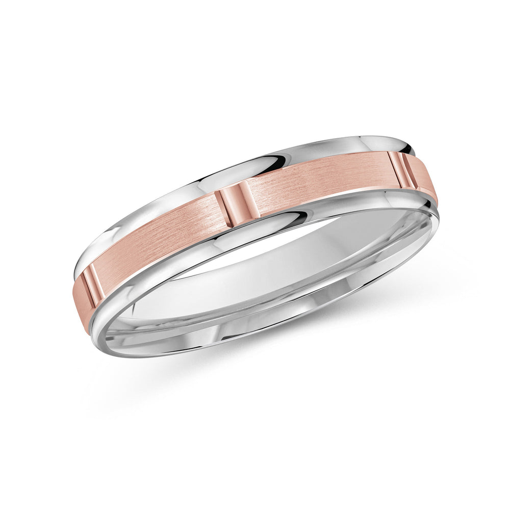 Two Tone Horizon Channel Men's Band with 18KT White & Rose Gold / 4 Cut Diamond in 14KT White & Rose Gold / 4 view 1

