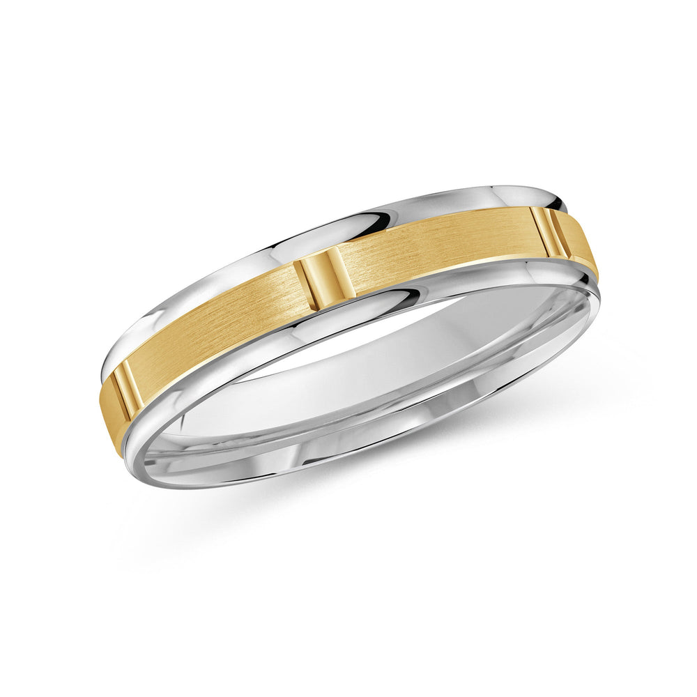 Two Tone Horizon Channel Men's Band with 18KT White & Yellow Gold / 4 Cut Diamond in 14KT White & Yellow Gold / 4 view 1
