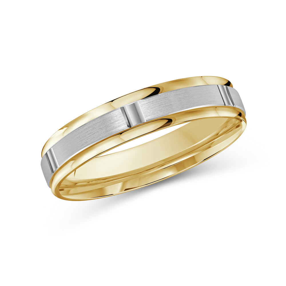 Two Tone Horizon Channel Men's Band with 18KT Yellow & White Gold / 4 Cut Diamond in 14KT Yellow & White Gold / 4 view 1
