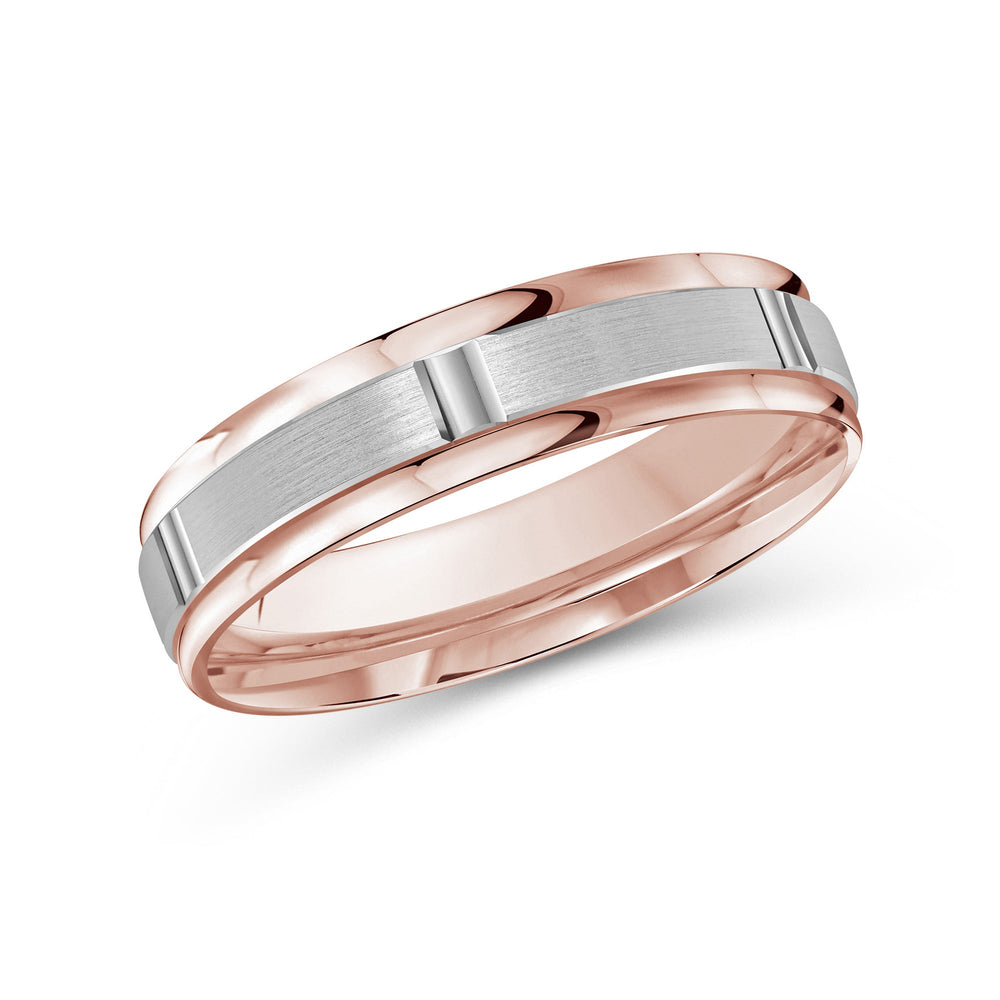 Two Tone Horizon Channel Men's Band with 18KT Rose & White Gold / 5 Cut Diamond in 14KT Rose & White Gold / 5 view 1
