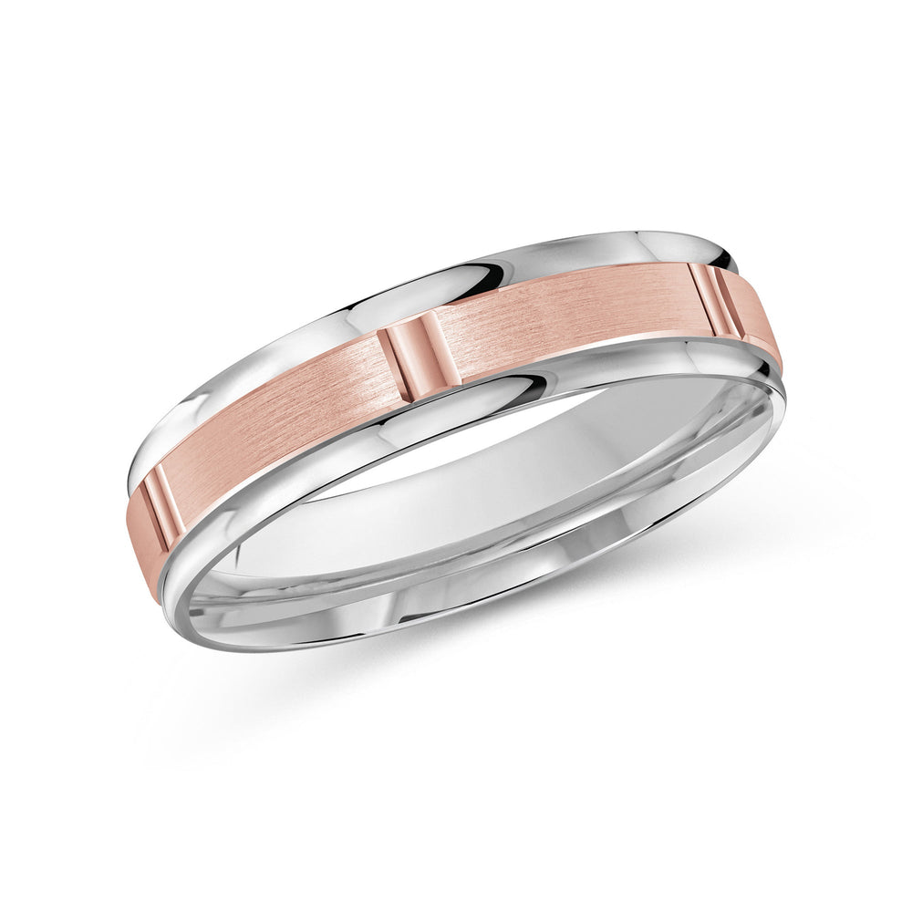 Two Tone Horizon Channel Men's Band with 18KT White & Rose Gold / 5 Cut Diamond in 14KT White & Rose Gold / 5 view 1
