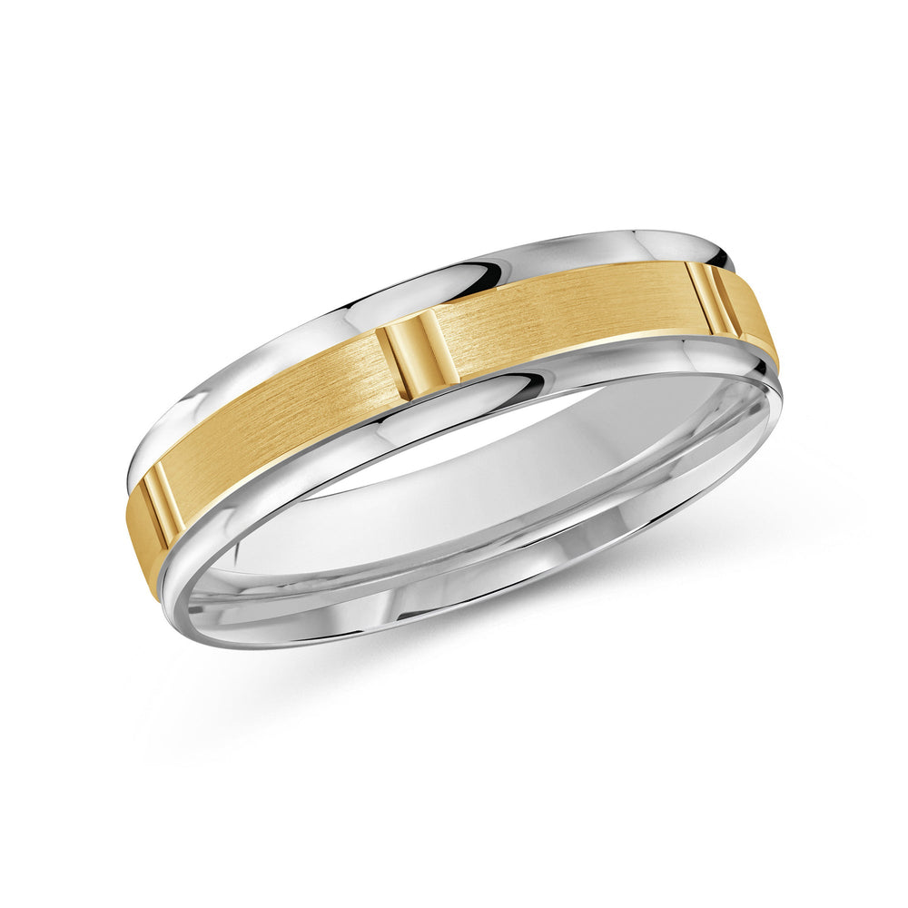 Two Tone Horizon Channel Men's Band with 18KT White & Yellow Gold / 5 Cut Diamond in 14KT White & Yellow Gold / 5 view 1
