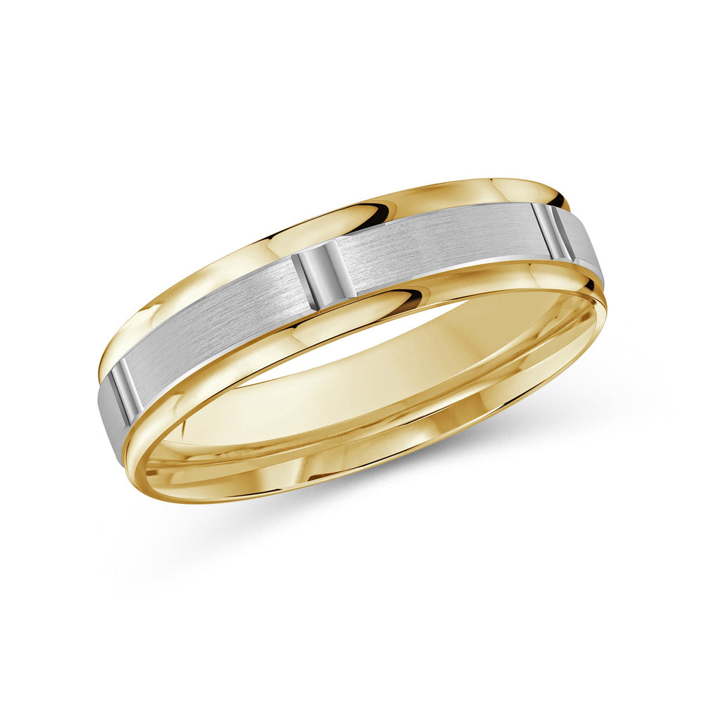 Two Tone Horizon Channel Men's Band with 18KT Yellow & White Gold / 5 Cut Diamond in 14KT Yellow & White Gold / 5 view 1
