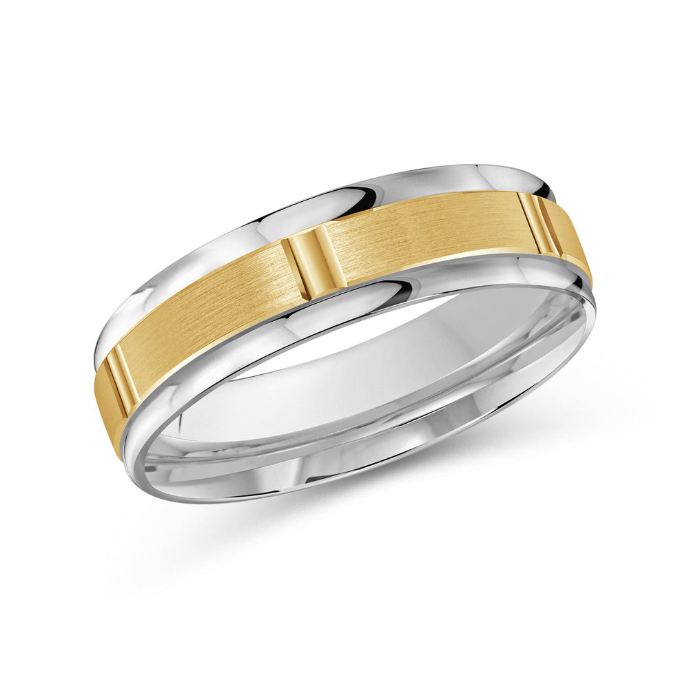 Two Tone Horizon Channel Men's Band with 18KT White & Yellow Gold / 6 Cut Diamond in 14KT White & Yellow Gold / 6 view 1
