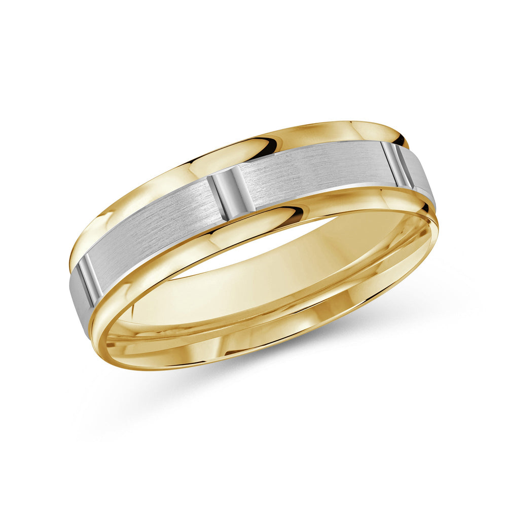 Two Tone Horizon Channel Men's Band with 18KT Yellow & White Gold / 6 Cut Diamond in 14KT Yellow & White Gold / 6 view 1

