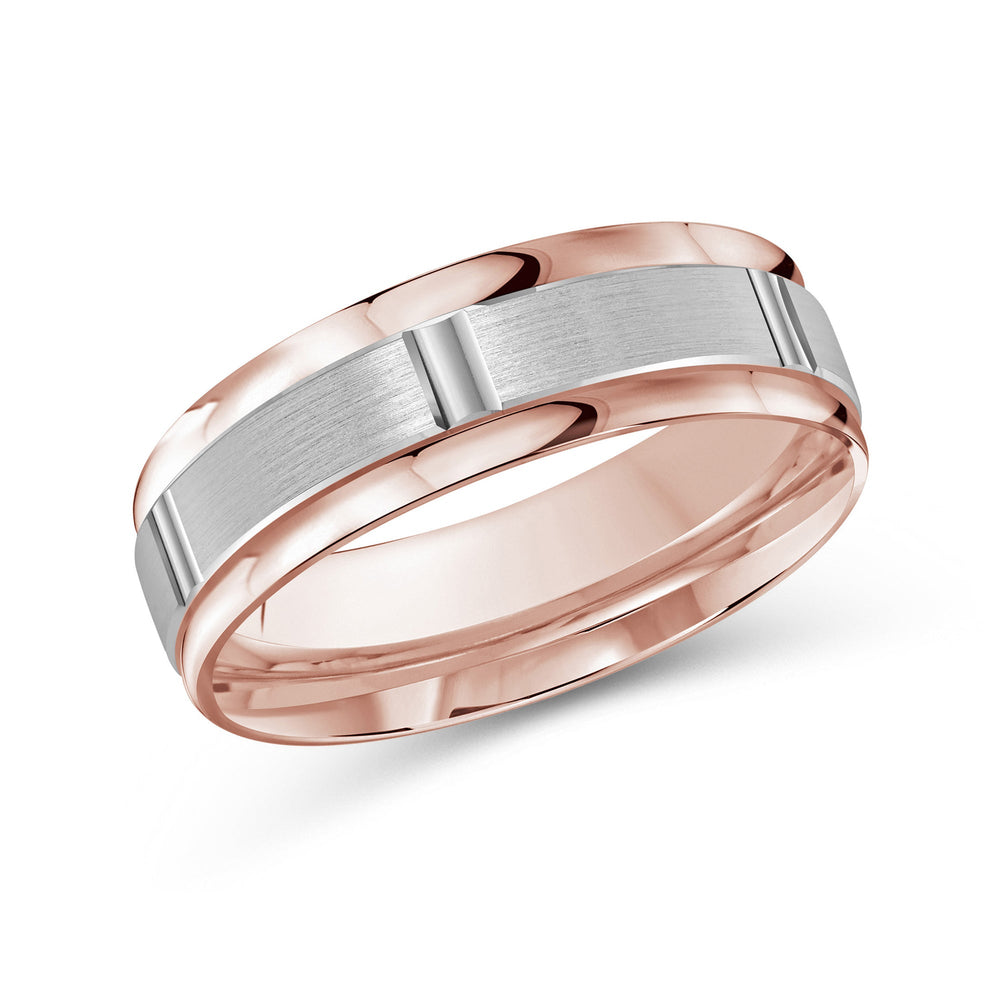 Two Tone Horizon Channel Men's Band with 18KT Rose & White Gold / 7 Cut Diamond in 14KT Rose & White Gold / 7 view 1
