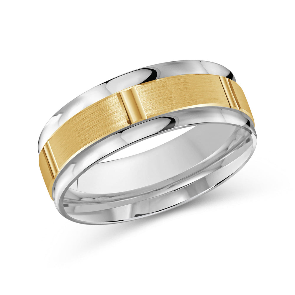 Two Tone Horizon Channel Men's Band with 18KT White & Yellow Gold / 8 Cut Diamond in 14KT White & Yellow Gold / 8 view 1
