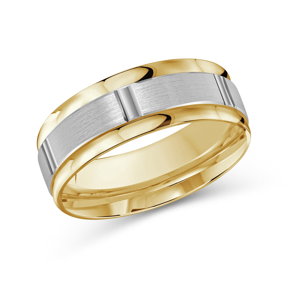 Two Tone Horizon Channel Men's Band with 18KT Yellow & White Gold / 8 Cut Diamond in 14KT Yellow & White Gold / 8 view 1
